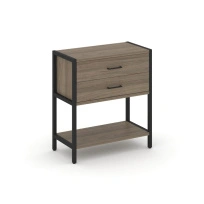 Односекционный стеллаж двухярусный с ящиками Shelf System SN.STM-212 Тиквуд Светлый/Металл Черный 810×400×879