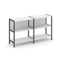 Двухсекционный стеллаж двухярусный Shelf System SN.STM-221 Тиквуд Светлый/Металл Антрацит 1590×400×879