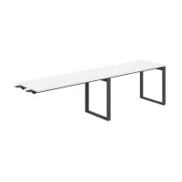 Стол-бенч комбо s-b-s с вырезом Allegro / 2400×700×750 / Профиль О-образный: 70×20 Антрацит; / Столешница: Белый / AG.194.WH.V.72.AN