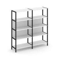 Двухсекционный стеллаж четырехъярусный Shelf System SN.STM-421 Тиквуд Светлый/Металл Черный 1590×400×1613