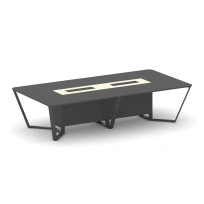 Стол для переговоров прямоугольный Steel Meet KM-PR.B.SP-12 / Тиквуд Светлый – Графит Глянец – Металл Антрацит / 3200×1600×750