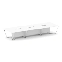 Стол для переговоров прямоугольный Steel Meet MD-PR.B.SP-16 / Тиквуд Светлый – Нержавеющая Сталь – Хром / 4800×1600×750