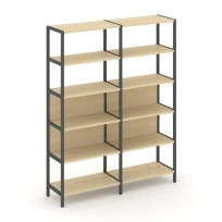 Двухсекционный стеллаж пятиярусный Shelf System SN.STM-521 Вяз Благородный/Металл Антрацит 1590×400×1980