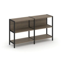 Двухсекционный стеллаж двухярусный Shelf System SN.STM-221 Тиквуд Светлый/Металл Черный 1590×400×879