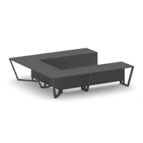Стол для переговоров П-образный Steel Meet KD-PR.B.SP-11P / Тиквуд Светлый – Металл Антрацит / 3200×3200×750