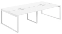 Стол-бенч с лючком Allegro / 2400×1638×750  / Профиль О-образный: 70×20 Белый / Столешница: Белый / AG.147.WH.L.72.WH