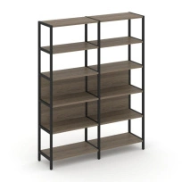 Двухсекционный стеллаж пятиярусный Shelf System SN.STM-521 Вяз Благородный/Металл Черный 1590×400×1980