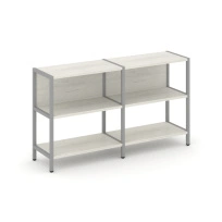 Двухсекционный стеллаж двухярусный Shelf System SN.STM-221 Тиквуд Светлый/Металл Серый 1590×400×879