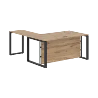 Стол для руководителя угловой ECT 1619H Дуб Денвер темный/Антрацит 1600×1900×750 ENIO