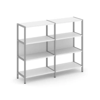 Двухсекционный стеллаж трехъярусный Shelf System SN.STM-321 Тиквуд Светлый/Металл Серый 1590×400×1246