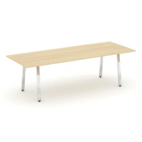 Стол для переговоров без лючка на А-образном металлокаркасе Style Project Direct Lux M-SN-6A.SPRG-258.3 Тиквуд Светлый/Нержавеющая Сталь/Хром 2580×980×750