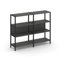 Двухсекционный стеллаж трехъярусный Shelf System SN.STM-321 Тиквуд Светлый/Металл Черный 1590×400×1246