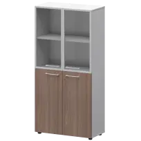 Шкаф высокий комб. Кортез СМШ48.28F.28RS(Б) Темный шимо/Белый