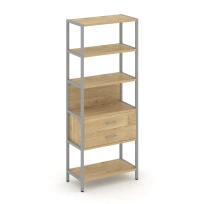Односекционный стеллаж пятиярусный с ящиками Shelf System SN.STM-512 Дуб Табак/Антрацит/Металл Серый 810×400×1980