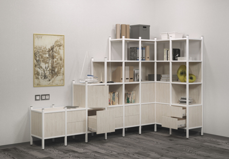 Мебель для персонала Loft цвет Дуб Аттик - Чёрный Металл