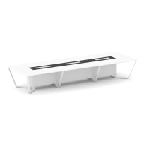Стол для переговоров квадратный Steel Meet KM-PR.B.SP-16 / Тиквуд Светлый – Графит Глянец – Металл Белый / 4800×1600×750