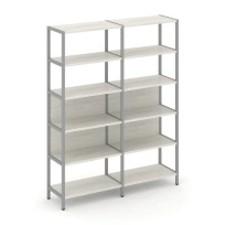 Двухсекционный стеллаж пятиярусный Shelf System SN.STM-521 Вяз Благородный/Металл Серый 1590×400×1980
