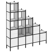Loft Прямой стеллаж наборный VR.L-23 Тиквуд тёмный/Белый металл 2110×446×2280