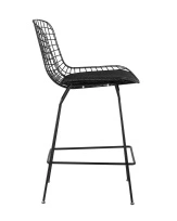 Стул полубарный с низкой спинкой Bertoia черный с черной подушкой