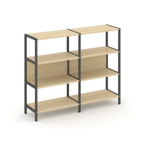 Двухсекционный стеллаж трехъярусный Shelf System SN.STM-321 Тиквуд Светлый/Металл Антрацит 1590×400×1246