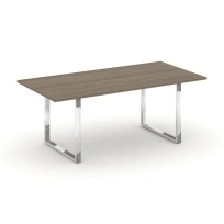 Стол для переговоров без лючка на О-образном металлокаркасе Style Project Direct Lux M-SN-6O.SPRG-198.3 Тиквуд Светлый/Нержавеющая Сталь/Хром 1980×980×750