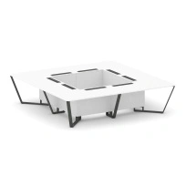 Стол для переговоров квадратный Steel Meet KD-PR.B.SP-16K / Тиквуд Светлый – Металл Антрацит / 3200×3200×750