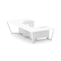 Стол для переговоров П-образный Steel Meet KD-PR.B.SP-07P / Тиквуд Светлый – Металл Белый / 1600×3200×750
