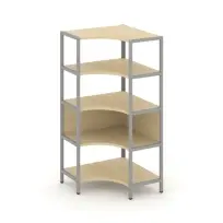 Односекционный угловой стеллаж четырехъярусный Shelf System SN.STMU-411 Тиквуд Светлый/Металл Серый 810×810×1613