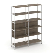 Двухсекционный стеллаж пятиярусный Shelf System SN.STM-521 Вяз Благородный/Металл Белый 1590×400×1980