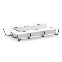 Стол для переговоров П-образный Steel Meet KD-PR.B.SP-15P / Тиквуд Светлый – Металл Антрацит / 4800×3200×750