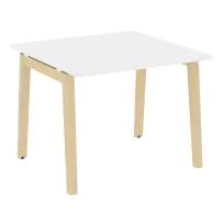 Onix Wood Стол переговорный (1 столешница) OW.PRG-1.1 Белый бриллиант/Дуб светлый/Белый металл 980×980×750