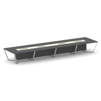 Стол для переговоров прямоугольный Steel Meet KM-PR.B.SP-20 / Тиквуд Светлый – Графит Глянец – Металл Серый / 6400×1600×750