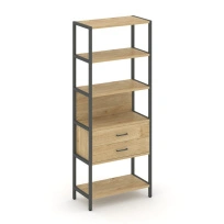 Односекционный стеллаж пятиярусный с ящиками Shelf System SN.STM-512 Дуб Табак/Антрацит/Металл Антрацит 810×400×1980