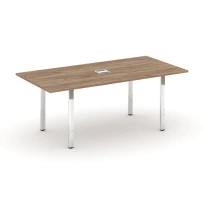 Стол для переговоров с лючком на П-образном металлокаркасе Style Project Direct Lux M-SN-6P.SPRG-198 Тиквуд Светлый/Нержавеющая Сталь/Хром 1980×980×750