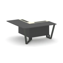 Проходной угловой модуль левый Steel Meet KM-PR.B.SPPOU-16(L) / Тиквуд Светлый – Графит Глянец – Металл Антрацит / 1600×1600×750