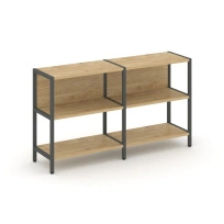 Двухсекционный стеллаж двухярусный Shelf System SN.STM-221 Тиквуд Светлый/Металл Антрацит 1590×400×879