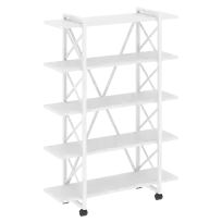 Loft Стеллаж на колесных опорах-5 полок VR.L-MST.K-5.8V Тиквуд тёмный/Чёрный металл 1200×400×1704