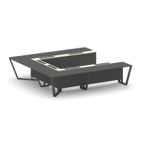 Стол для переговоров П-образный Steel Meet KM-PR.B.SP-11P / Тиквуд Светлый – Графит Глянец – Металл Антрацит / 3200×3200×750
