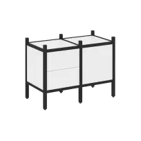 Loft Прямой стеллаж наборный VR.L-01 Тиквуд тёмный/Белый металл 862×446×636