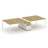 Concept Раб. ст.на 4 места с двухсторонней опор. тумбой CN.DRS-312 W Дуб мали/Антрацит/Белый металл 3072×1480×750