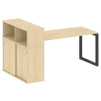 Metal System Quattro Стол офисный с шкафом-купе на О-образном м/к 50БО.РС-СШК-3.4 Т Вяз/Мокко металл 2010×1120×1098