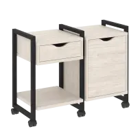Loft Тумба на колесных опорах наборная. Вариант №3 VR.L-TN-3.K Тиквуд тёмный/Чёрный металл 970×460×767
