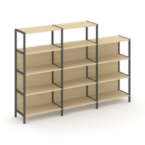 Трехсекционный стеллаж четырех/трехъярусный Shelf System SN.STM-432 Тиквуд Светлый/Металл Антрацит 2370×810×879