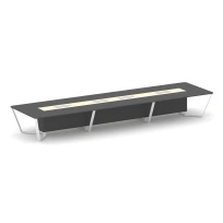 Стол для переговоров прямоугольный Steel Meet KM-PR.B.SP-18 / Тиквуд Светлый – Графит Глянец – Металл Белый / 6000×1600×750