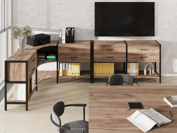 Мебель для персонала Shelf System цвет Дуб Табак / Металл Черный