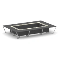 Стол для переговоров прямоугольный Steel Meet KM-PR.B.SP-20K / Тиквуд Светлый – Графит Глянец – Металл Серый / 4800×3200×750