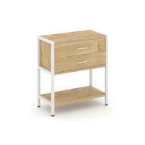 Односекционный стеллаж двухярусный с ящиками Shelf System SN.STM-212 Тиквуд Светлый/Металл Белый 810×400×879