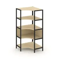 Односекционный угловой стеллаж четырехъярусный Shelf System SN.STMU-411 Тиквуд Светлый/Металл Черный 810×810×1613