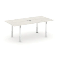 Стол для переговоров с лючком на П-образном металлокаркасе Style Project Direct Lux M-SN-6P.SPRG-198 Тиквуд Светлый/Нержавеющая Сталь/Хром 1980×980×750