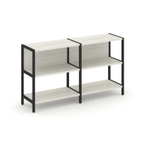 Двухсекционный стеллаж двухярусный Shelf System SN.STM-221 Тиквуд Светлый/Металл Черный 1590×400×879